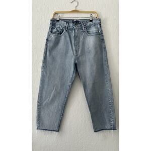 Levis Made & Crafted Jeans Womens 29 Blue Barrel Crop Raw Hem High Rise Casual